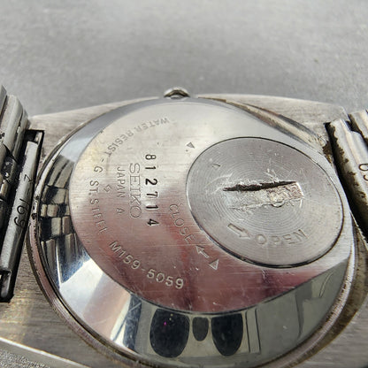 VTG Seiko Digital Watch Men 35mm Silver Tone Chronograph M159-5059 New Battery