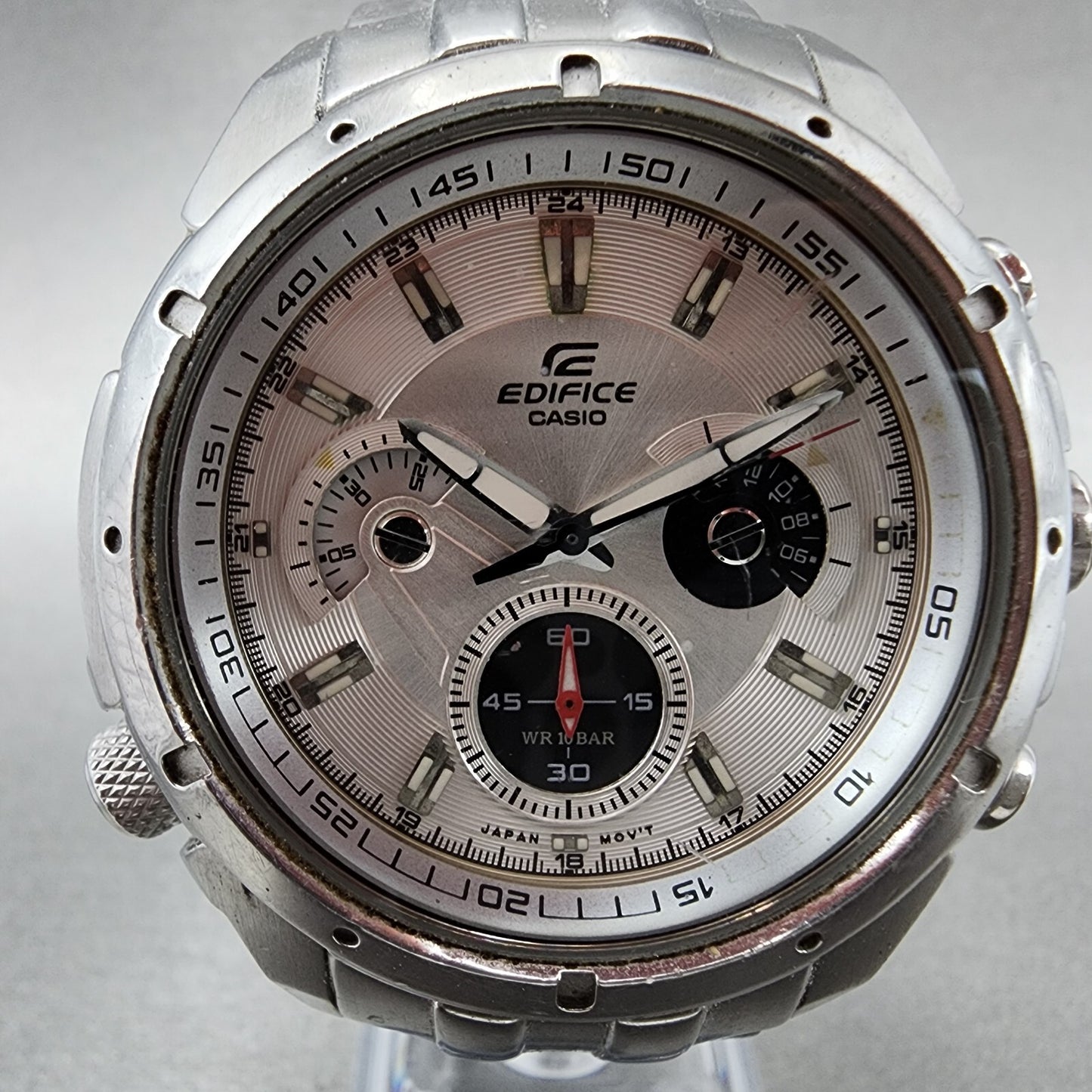 Casio Edifice Chronogrpah Watch Men 46mm White Dial Steel Round EF535DJ New Bat1