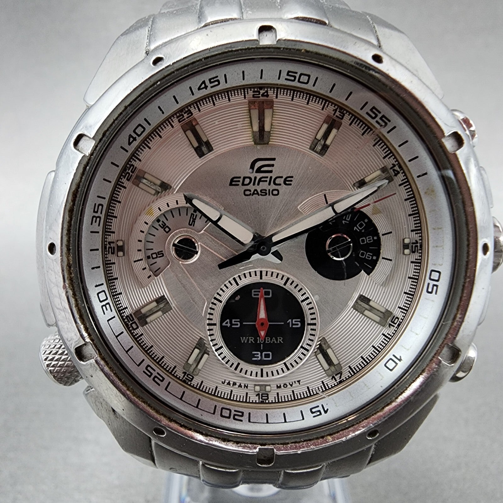 Casio Edifice Chronogrpah Watch Men 46mm White Dial Steel Round EF535DJ New Bat1