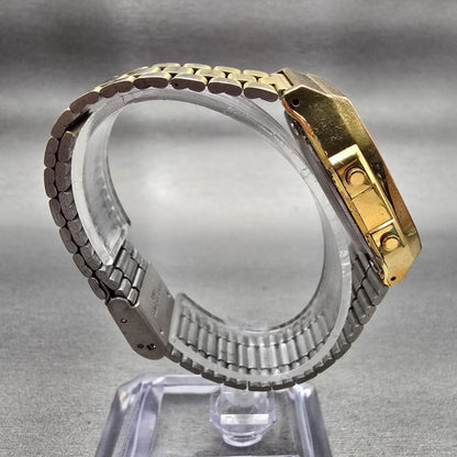 Casio A168 Digital Watch Men 35mm Gold Dial Gold Tone Chrono Alarm New Battery8