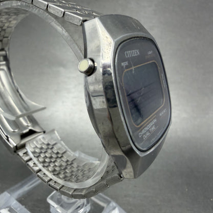 Citizen Digital Watch Men 33mm Digital Silver Tone Dual Time Chrono New Battery3