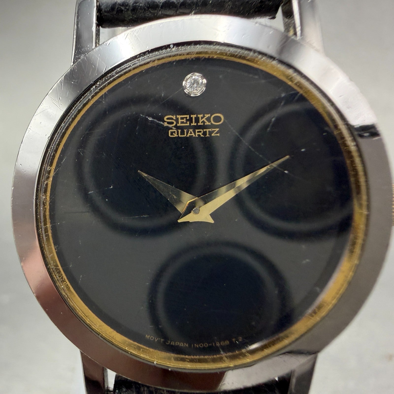 Seiko Watch Women 25mm Black Dial Black Tone Round 1N00-0C99 New battery ABGH1