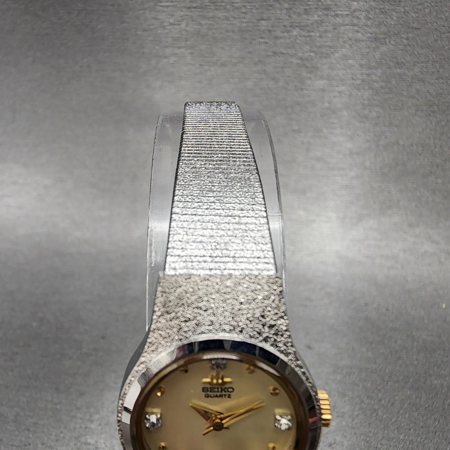 Seiko Watch Women 20mm Champagne Dial Silver Tone Diamond Markers New Battery3