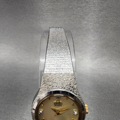Seiko Watch Women 20mm Champagne Dial Silver Tone Diamond Markers New Battery3