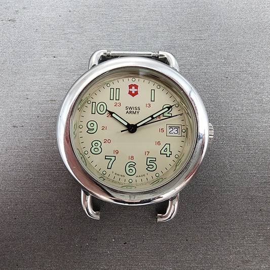 Victorinox Swiss Army Cavalry Watch Men 37mm Cream Dial Steel Date New Battery0