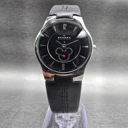 Skagen Mickey Mouse Watch Women 28mm Black Dial Silver Tone D433SSLB New Battery5