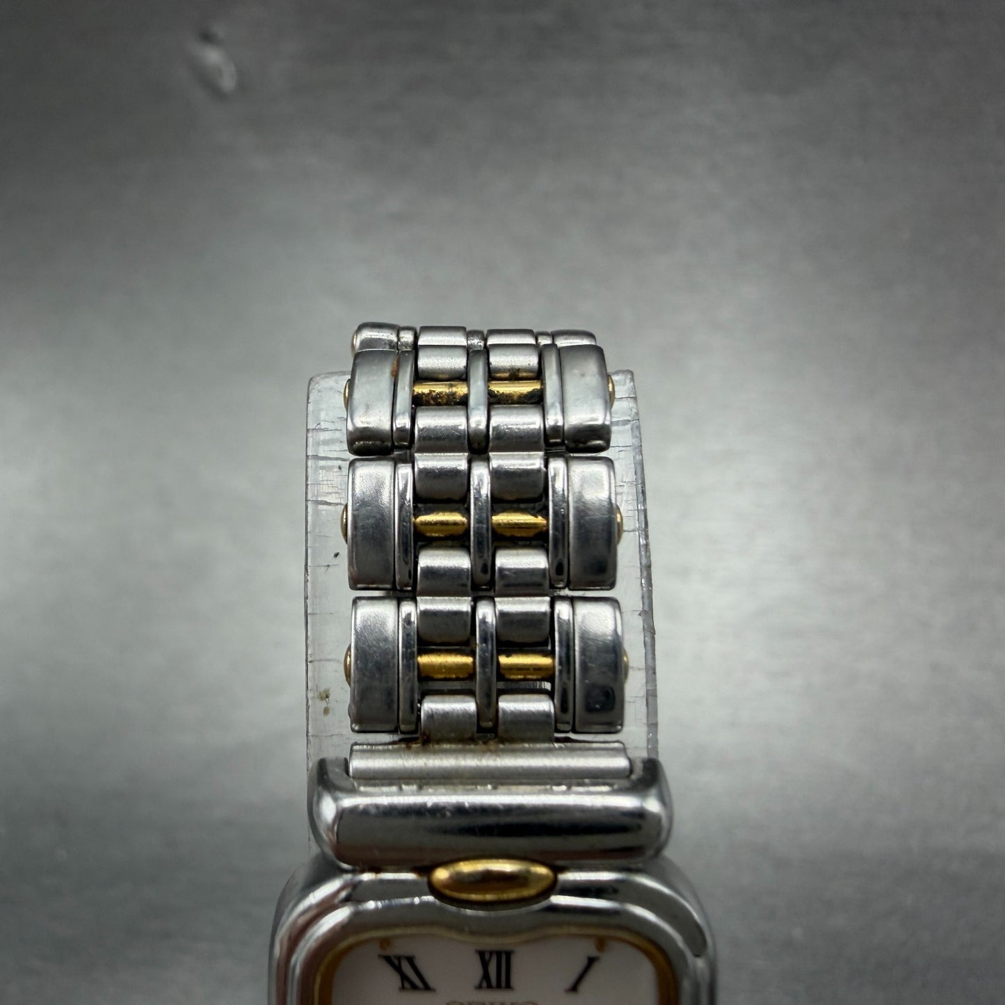 Seiko Exceline Tank Watch Women 18mm White Dial Two Tone 7320-6520 New Battery4
