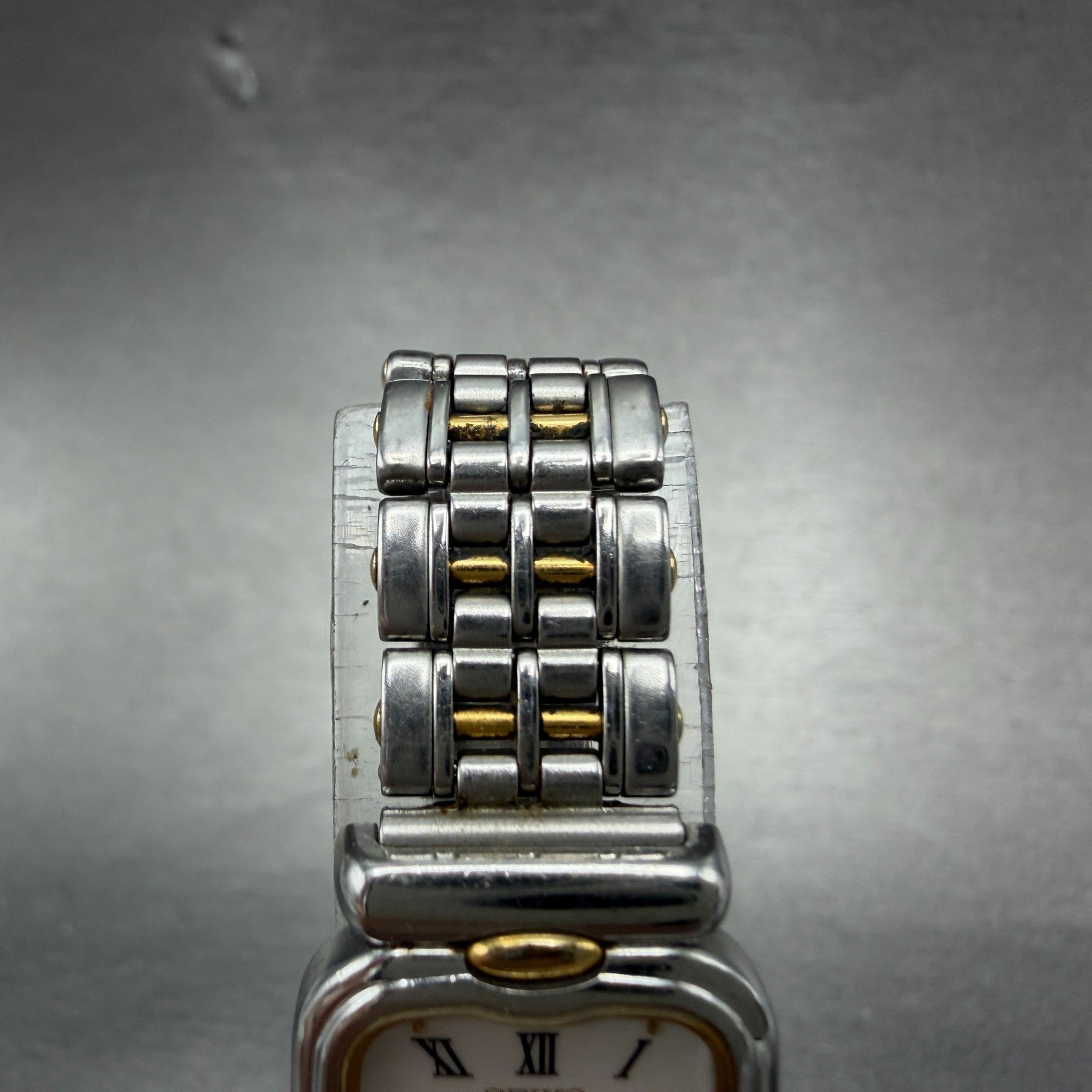 Seiko Exceline Tank Watch Women 18mm White Dial Two Tone 7320-6520 New Battery4
