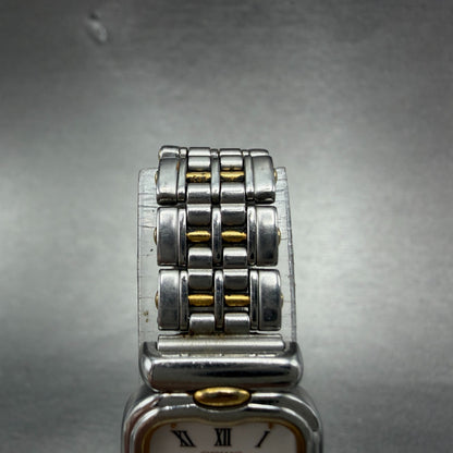 Seiko Exceline Tank Watch Women 18mm White Dial Two Tone 7320-6520 New Battery4