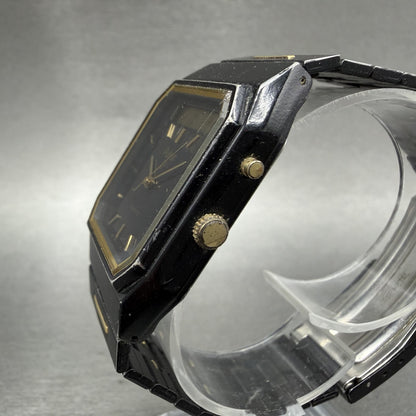 Pulsar Analog Digital Watch Men 30mm Black Dial Black Gold Chrono READ!!! V0312