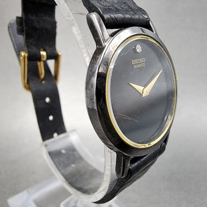Seiko Watch Women 25mm Black Dial Black Tone Round 1N000C99 New battery VTG3