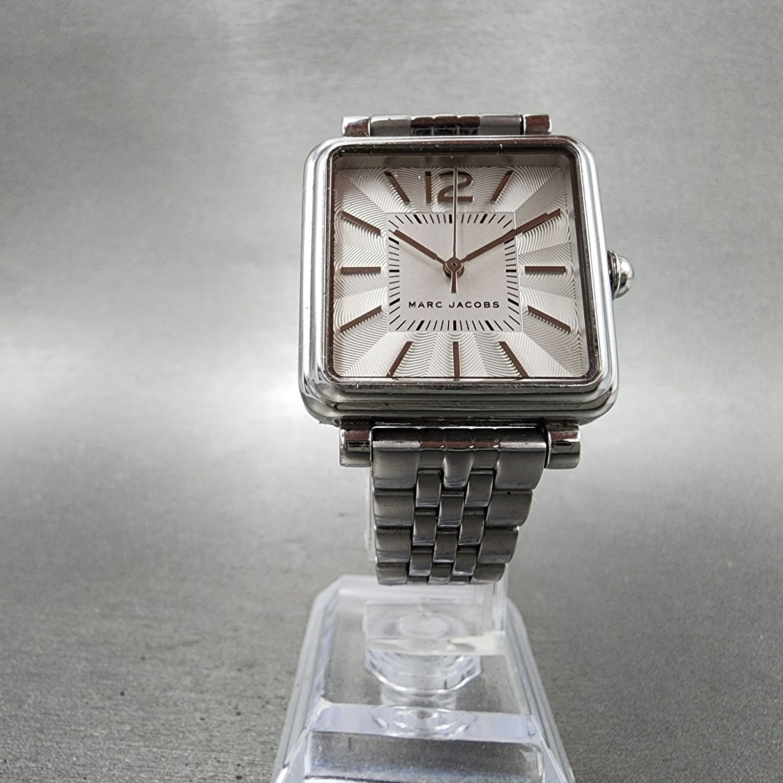 Marc Jacobs Watch Women 30mm White Dial Silver Tone Square MJ3461  New Battery5