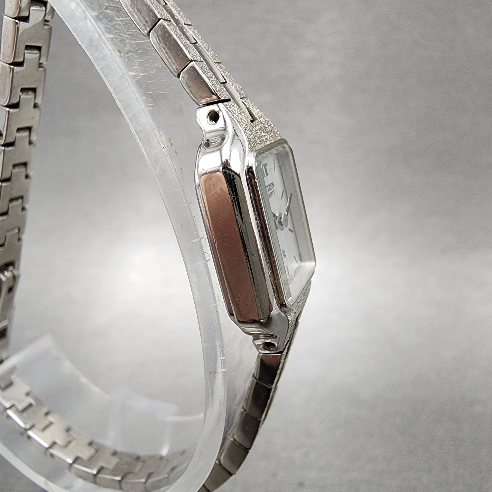 Citizen CQ Watch Women 13mm Silver Dial Silver Tone Rectangle New Battery VTG3