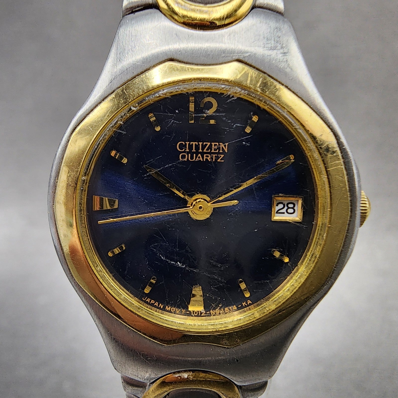 Citizen Watch Women 25mm Blue Dial Two Tone Date Round 1012S76183 New Battery1