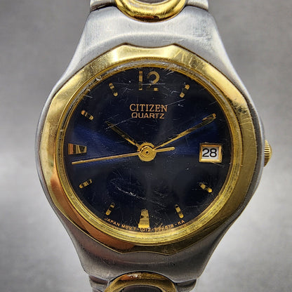 Citizen Watch Women 25mm Blue Dial Two Tone Date Round 1012S76183 New Battery1