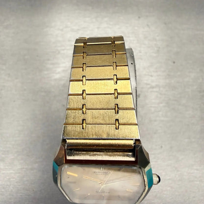 Seiko Dolce Watch Men 30mm Gold Dial Gold Tone Rectangle 6030-5480 New Battery4