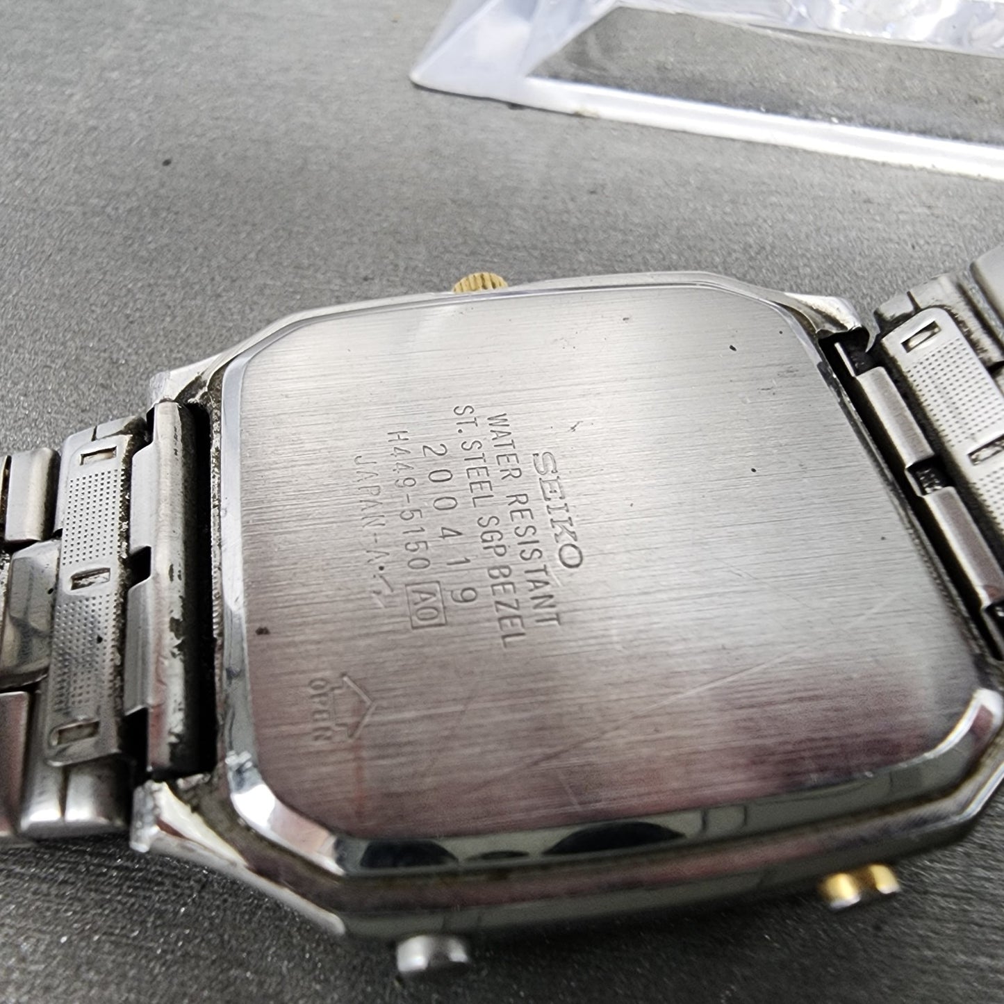 Seiko Analog Digital Watch Men 32mm White Dial Two Tone Alarm H4495150 PARTS10