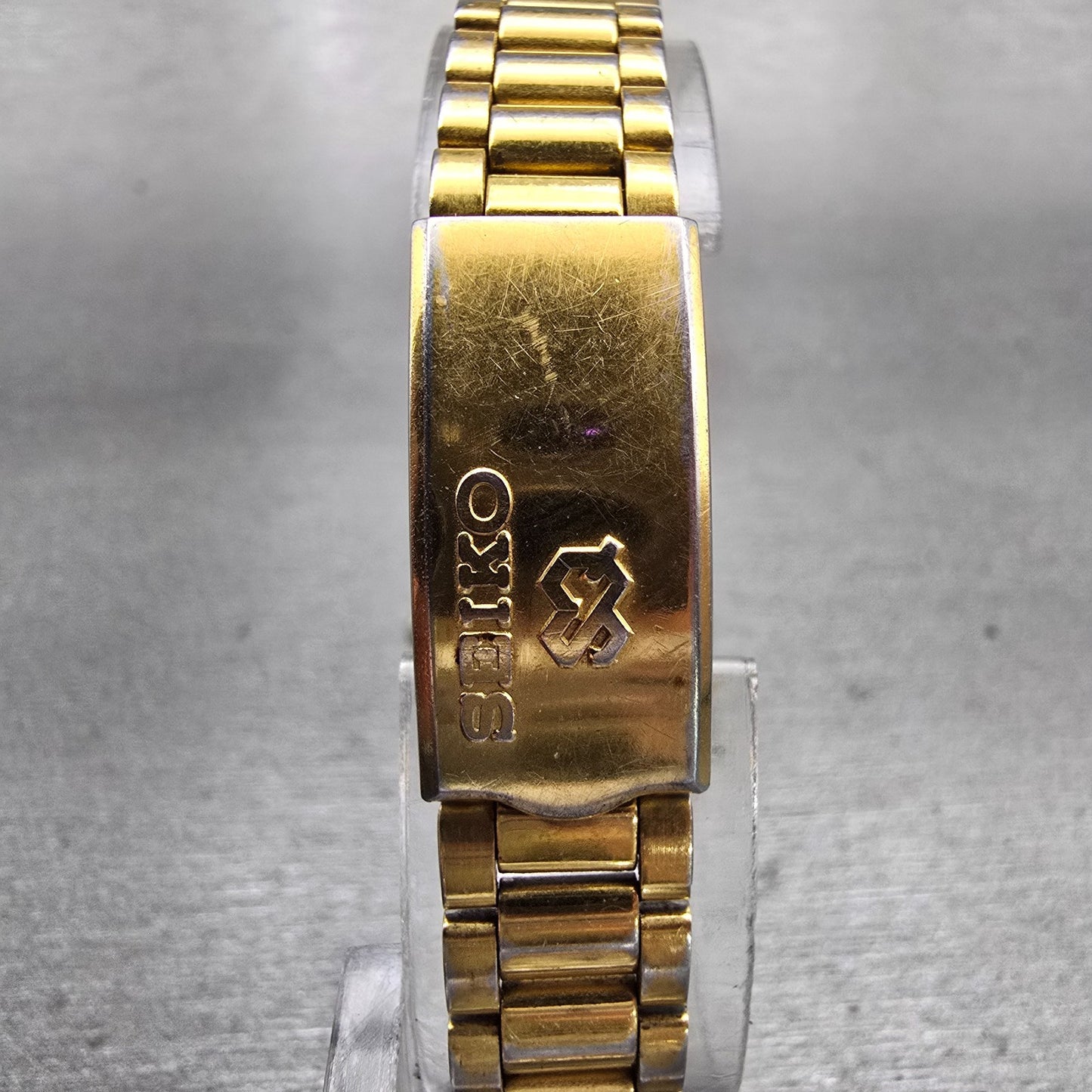 Seiko SQ Watch Women 24mm Gold Dial Gold Tone Daydate Round 2A20-0030 New Batt7