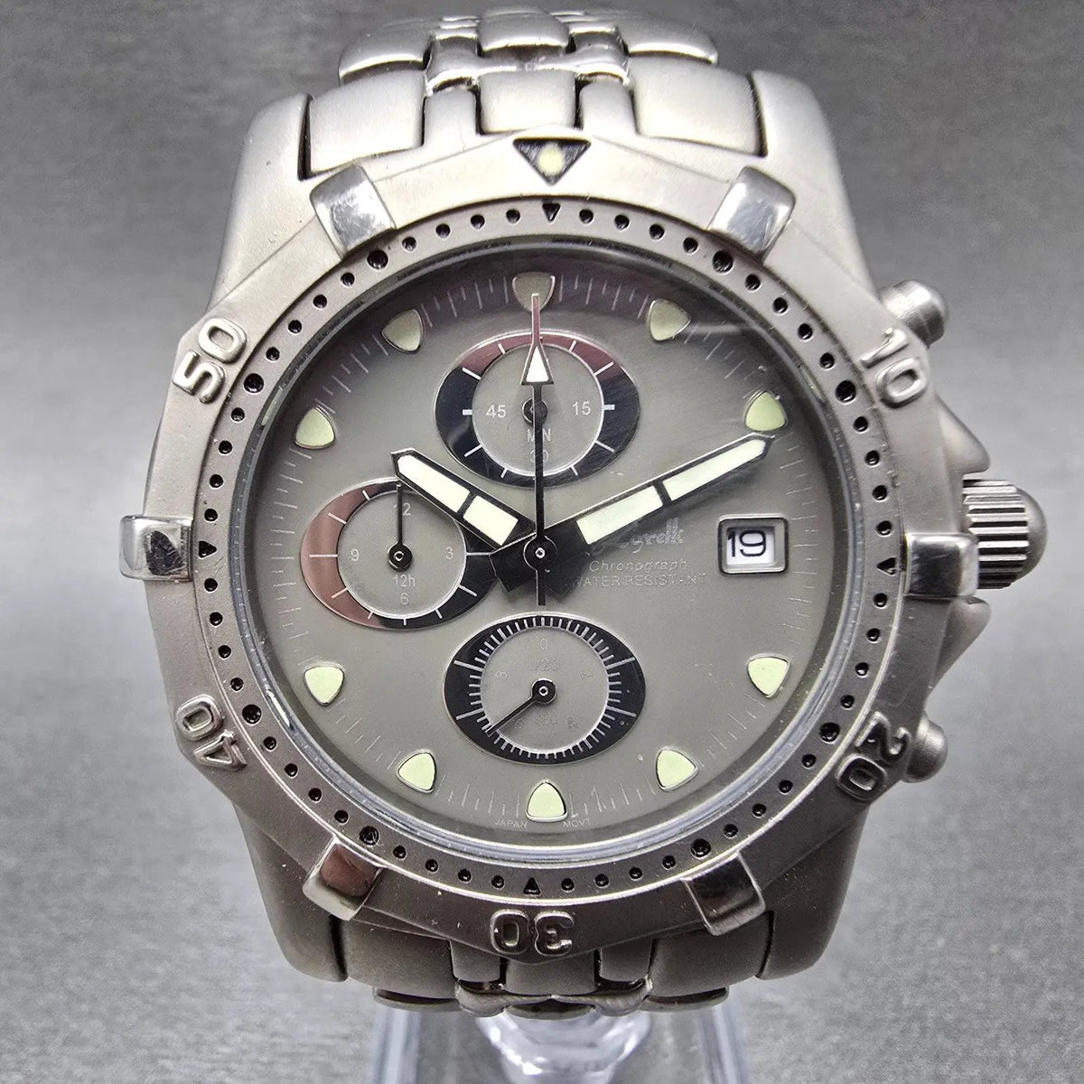 Lorelli Chronograph Watch Men 40mm Gray Dial titanium Date Round New Battery L0