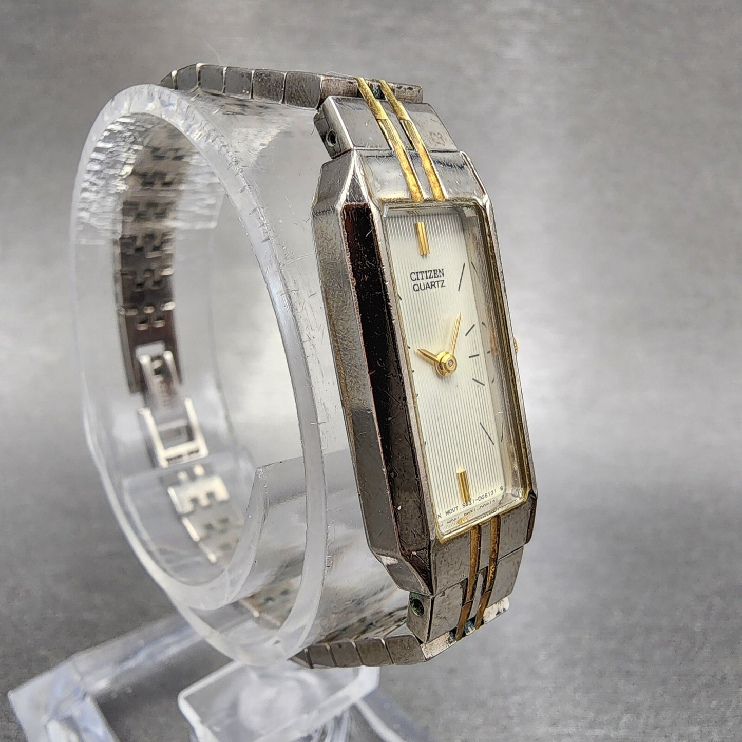 Citizen Tank Watch Women 13mm White Dial Two Tone Rectangle New Battery3
