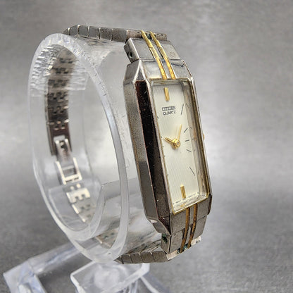 Citizen Tank Watch Women 13mm White Dial Two Tone Rectangle New Battery3