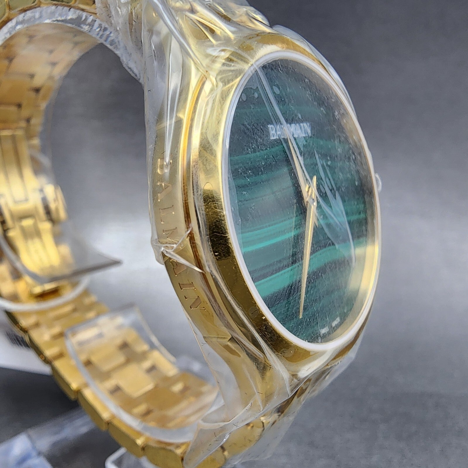 Balmain Flamea Watch Women 34mm Green Malachite Dial Gold Tone Round B4790.33.754