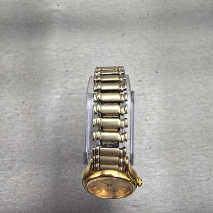 Seiko Watch Women 20mm Gold Dial Gold Tone Round 1N01-0E19 New Battery Vintage d4