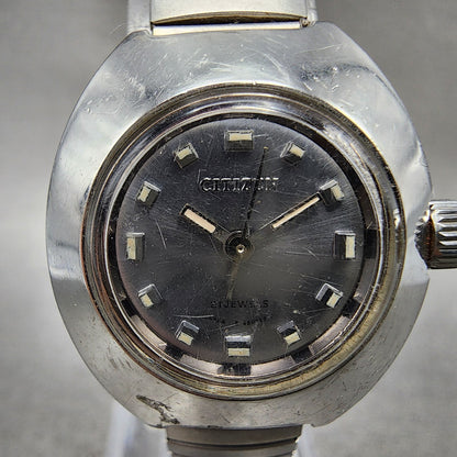Citizen Watch Women 25mm Silver Dial Silver Tone Manual Wind Runs VTG1