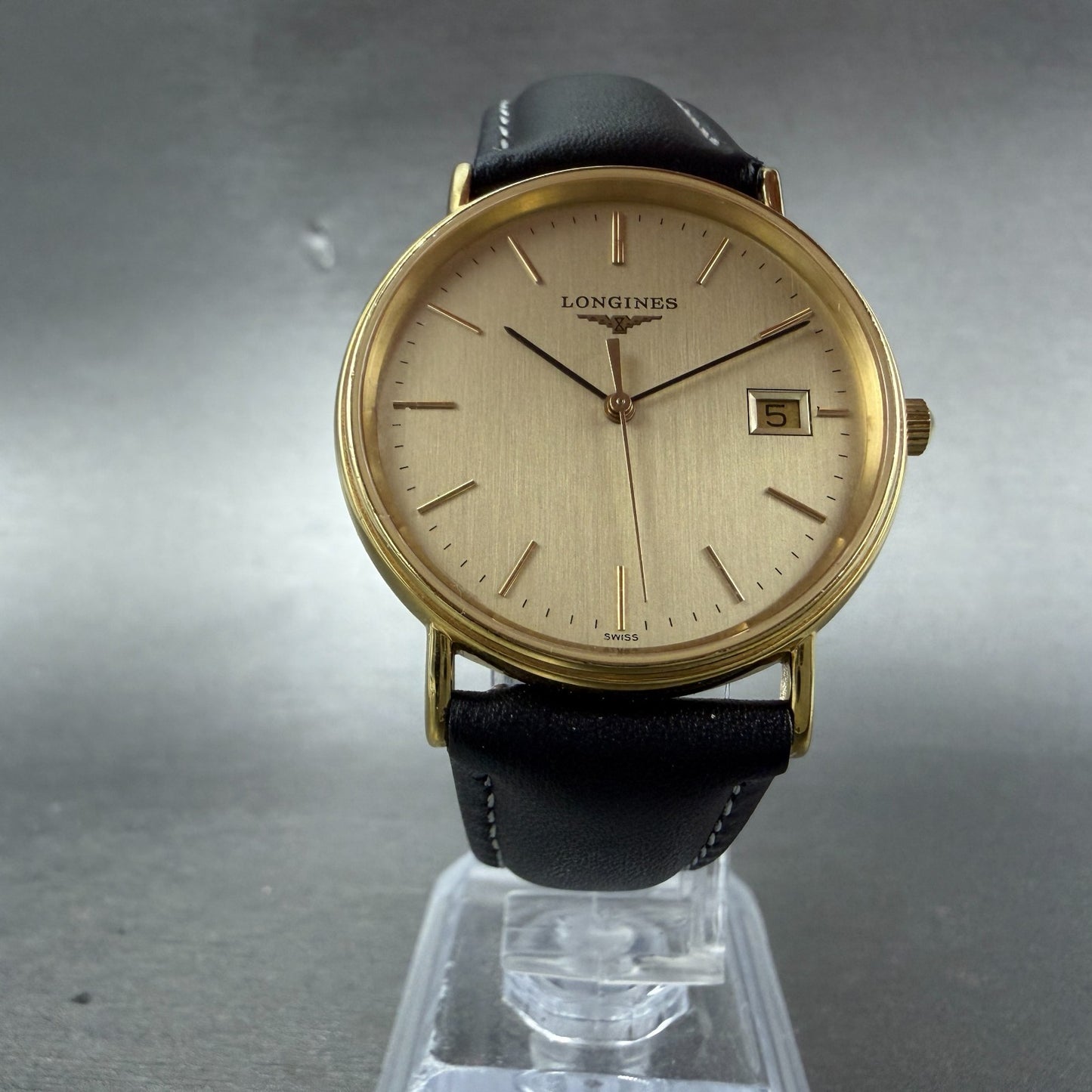 Longines Grand Classic Watch Men 33mm Gold Dial Gold Tone Date L4.720.2 New Batt5