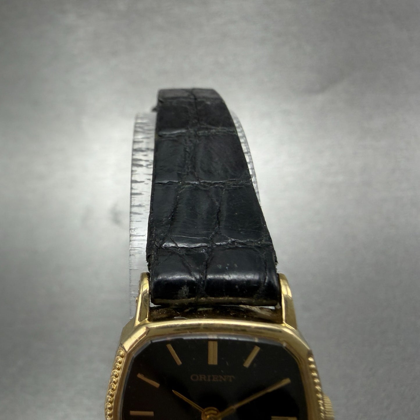 Orient Watch Women 21mm Black Dial Gold Tone Hexagon A05480-10 New Battery4