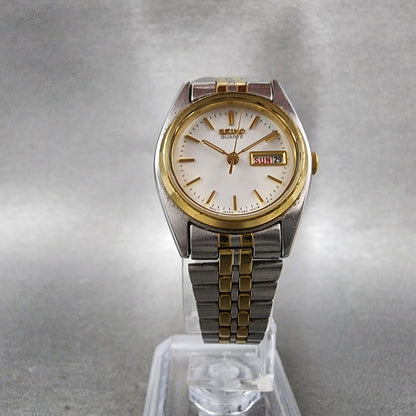 Seiko Watch Women 25mm White Dial Two Tone Daydate 7n430011 Round New Battery5