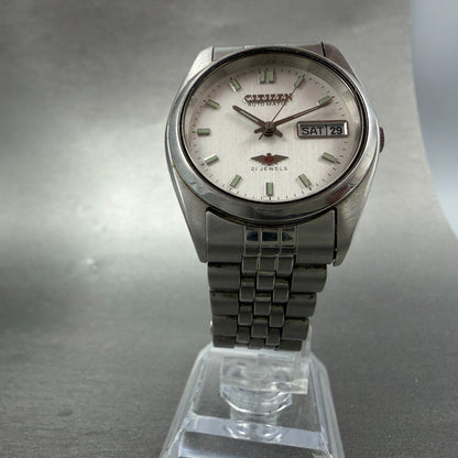 Citizen Automatic Watch Men  Silver Dial Silver Tone Daydate 4-R13167 Runs5