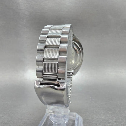 Seiko 5 Actus Watch Men 36mm Black Dial Silver Tone Daydate 7019-7070 Runs8