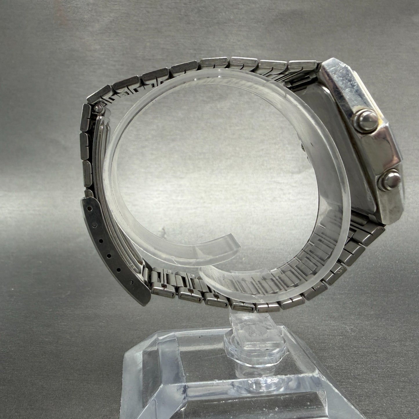 Seiko Analog Digital Watch Men 35mm Silver Dal Two Tone H357-5140 PARTS Vintage9