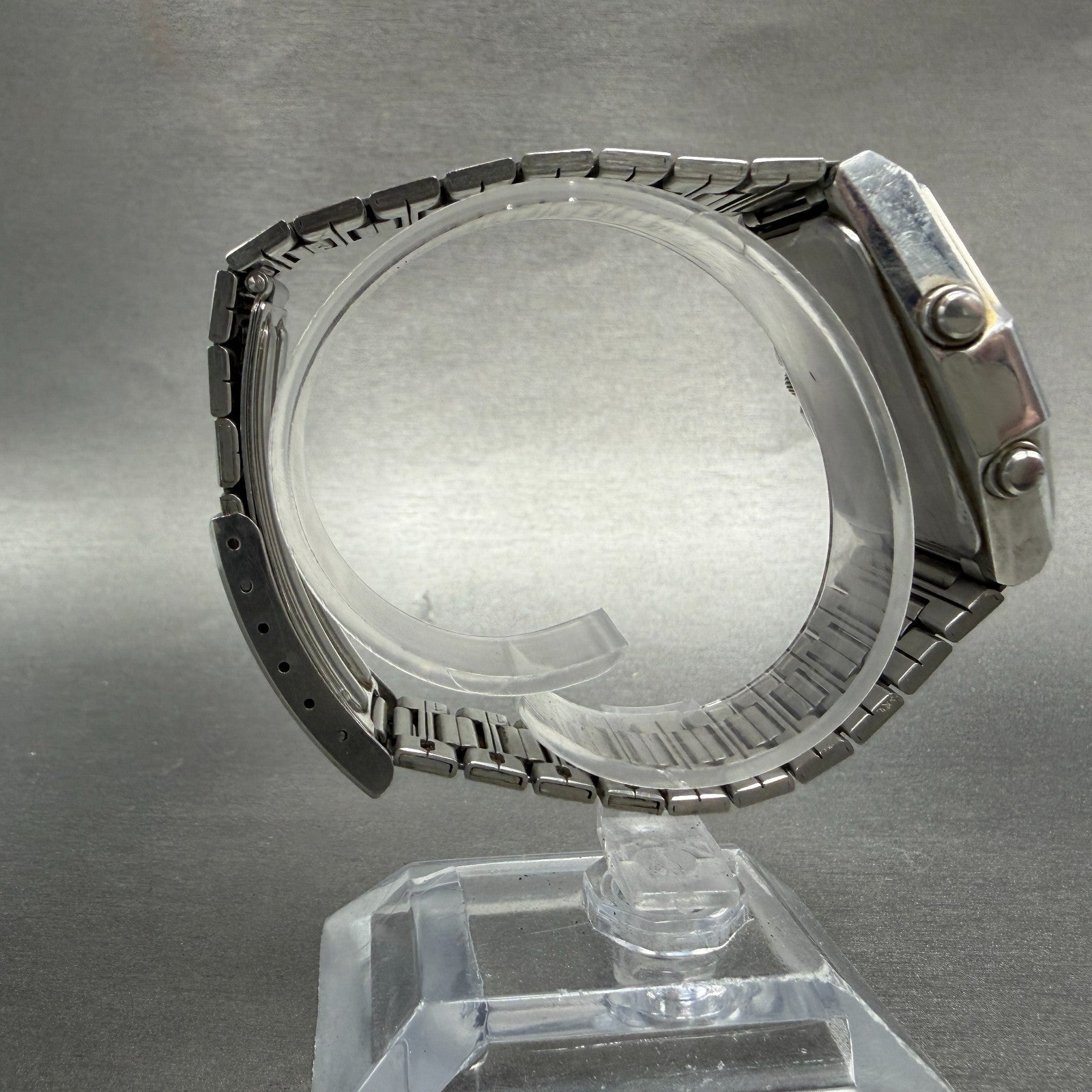 Seiko Analog Digital Watch Men 35mm Silver Dal Two Tone H357-5140 PARTS Vintage9