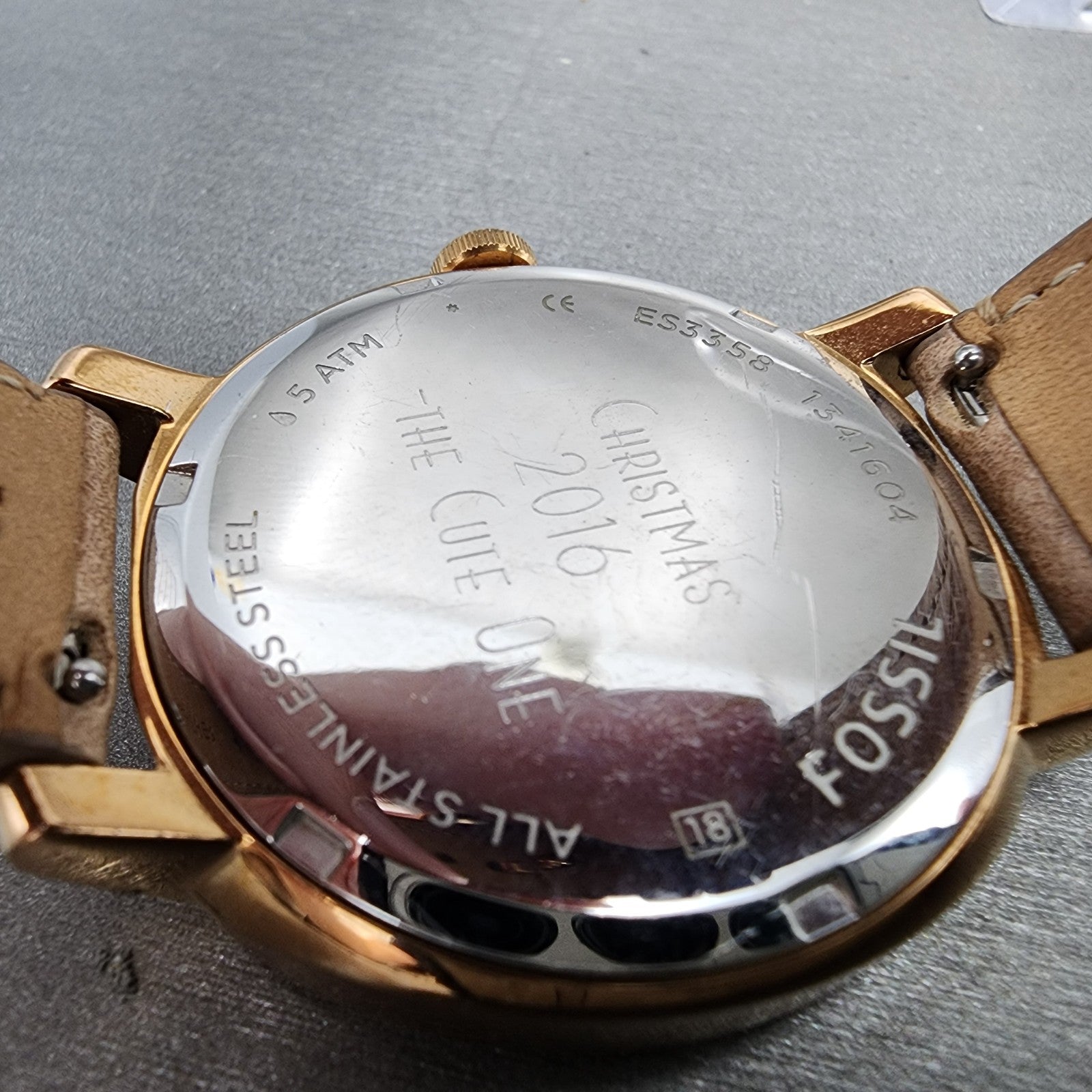 Fossil Chelsey Watch Women 40mm Silver Dial Rose Gold Tone Daydate Round NewBatt9