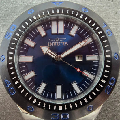 Invicta Pro Diver Watch Men 52mm Blue Dial Silver Tone Date 23482 New Battery1