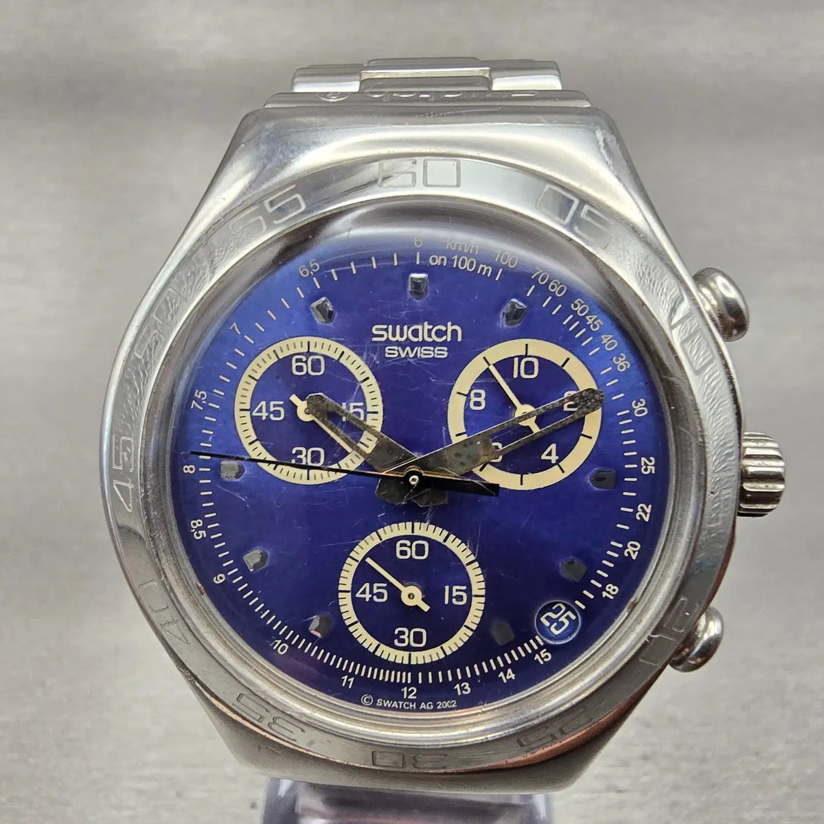 Swatch Irony Ciel Etoile Watch Men 40mm Blue Dial Silver Chrono YCS440 New Batt3