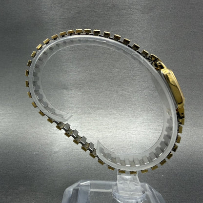 Seiko Watch Women 17mm Champagne Dial Gold Tone Rectangle 2y005b49 New Battery8