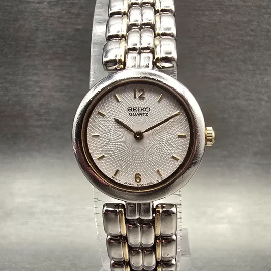 Seiko Watch Women 21mm White Dial Silver Tone Round 4N00-0798 New Battery VTG0