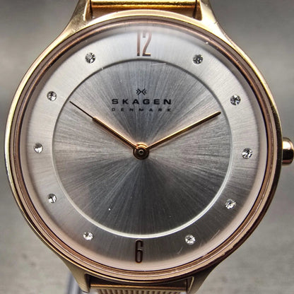 Skagen Anita Watch Women 30mm Silver Dial Rose Gold Round SKW2151 New Battery1