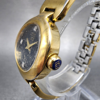 ESQ Watch Women 25mm Black Dial Gold Tone Round E5311 New Battery2