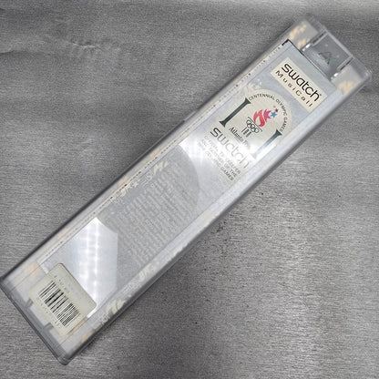 Swatch Musicall Katarina Witt Watch Woman 34mm Blue Dial Clear Case SLZ105 NOS13