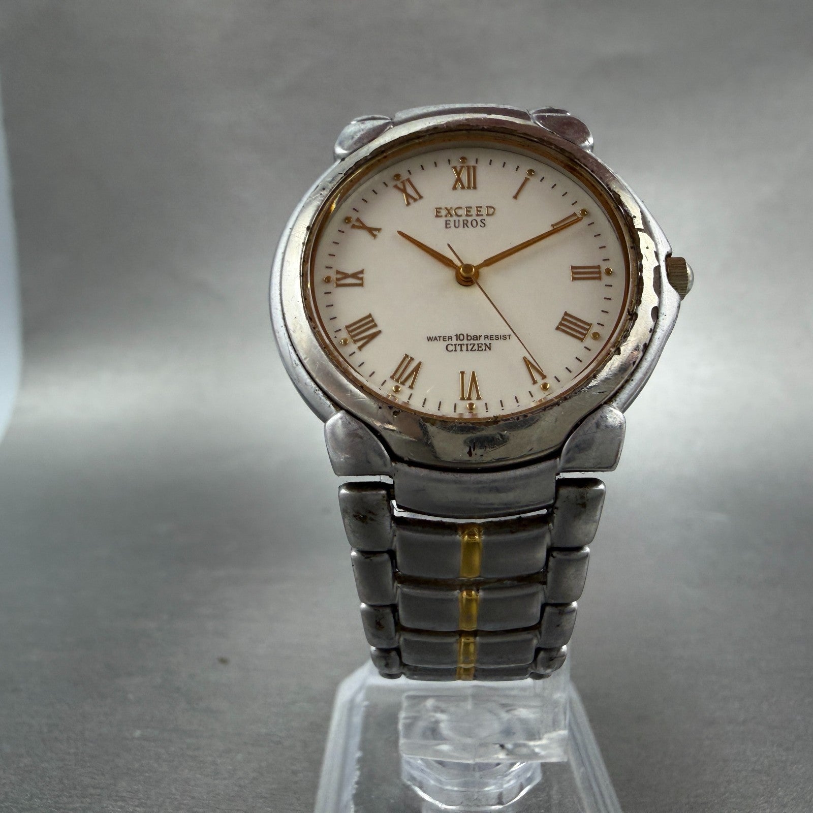 Citizen Exceed Euros Watch Men 33mm White Dial Two Tone 0330-H03558 New Battery5
