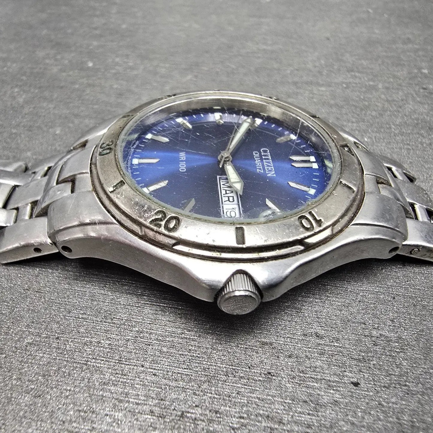 Citizen Watch Men 37mm Blue Dial Silver Tone Daydate Round 250A-K001455 PARTS4