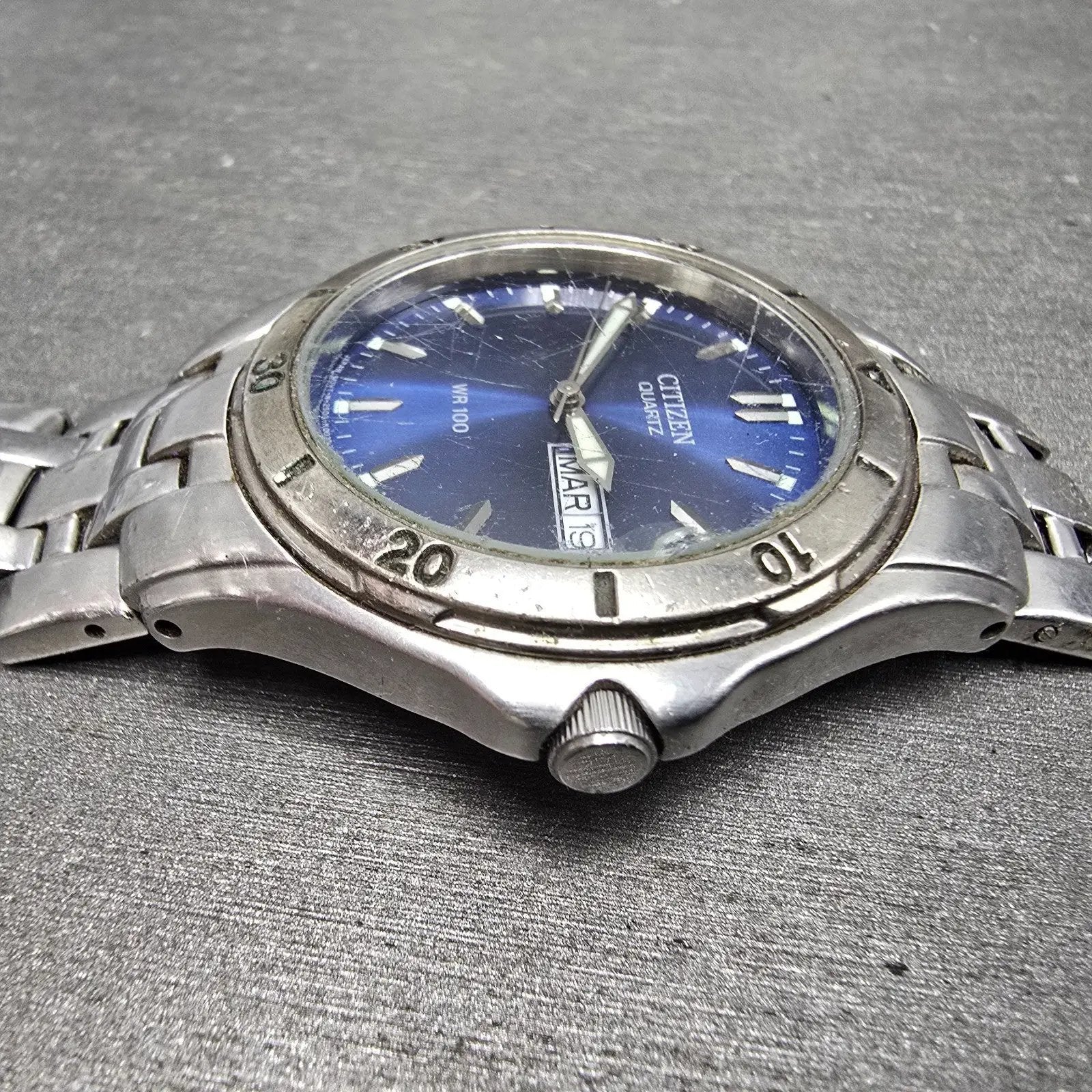 Citizen Watch Men 37mm Blue Dial Silver Tone Daydate Round 250A-K001455 PARTS4