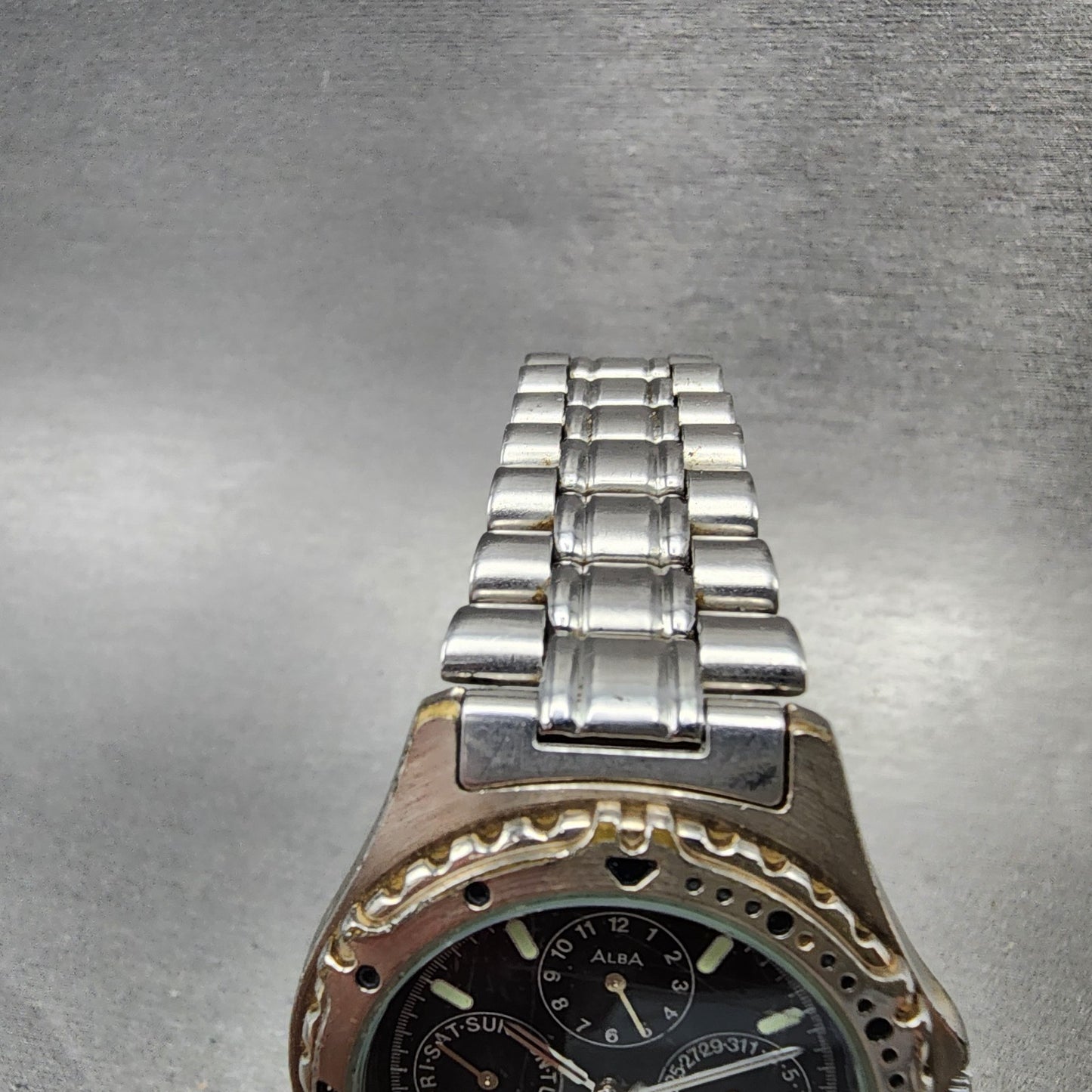 Seiko Alba Carib Watch Men 35mm Black Dial Silver Tone V33F6B20 New Battery4