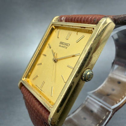 Seiko Tank Watch Men 25mm Champagne Dial Gold Tone READ!!! 7N01-5B40 New Battery2