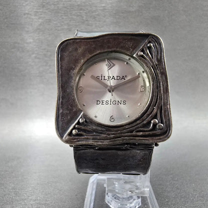 Silpada Sterling Silver Watch Women 33mm Silver Dial 925 Square New battery L5