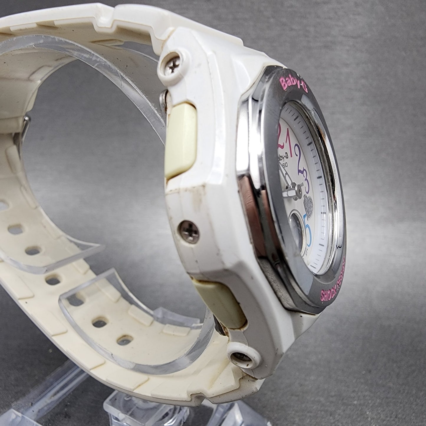 Casio BabyG Watch Women 38mm White Dial White Case Round BGA101 New Battery3